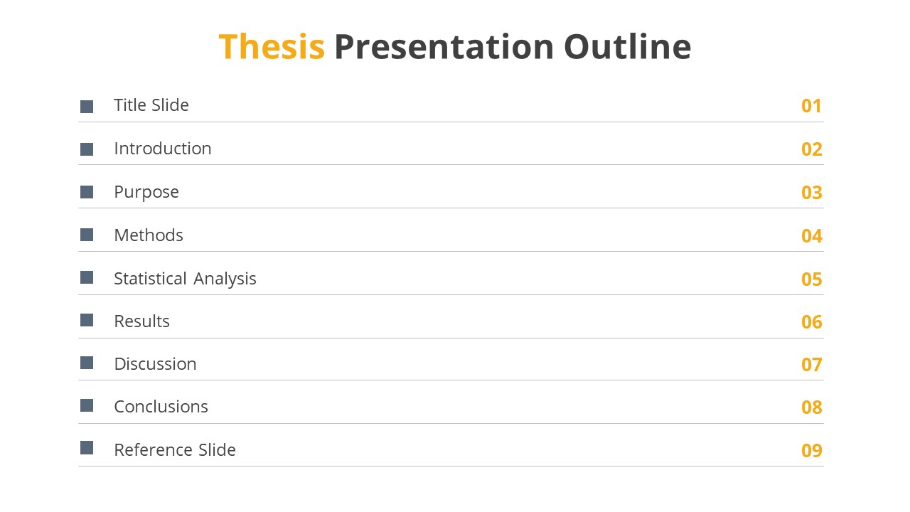 table of contents of a thesis