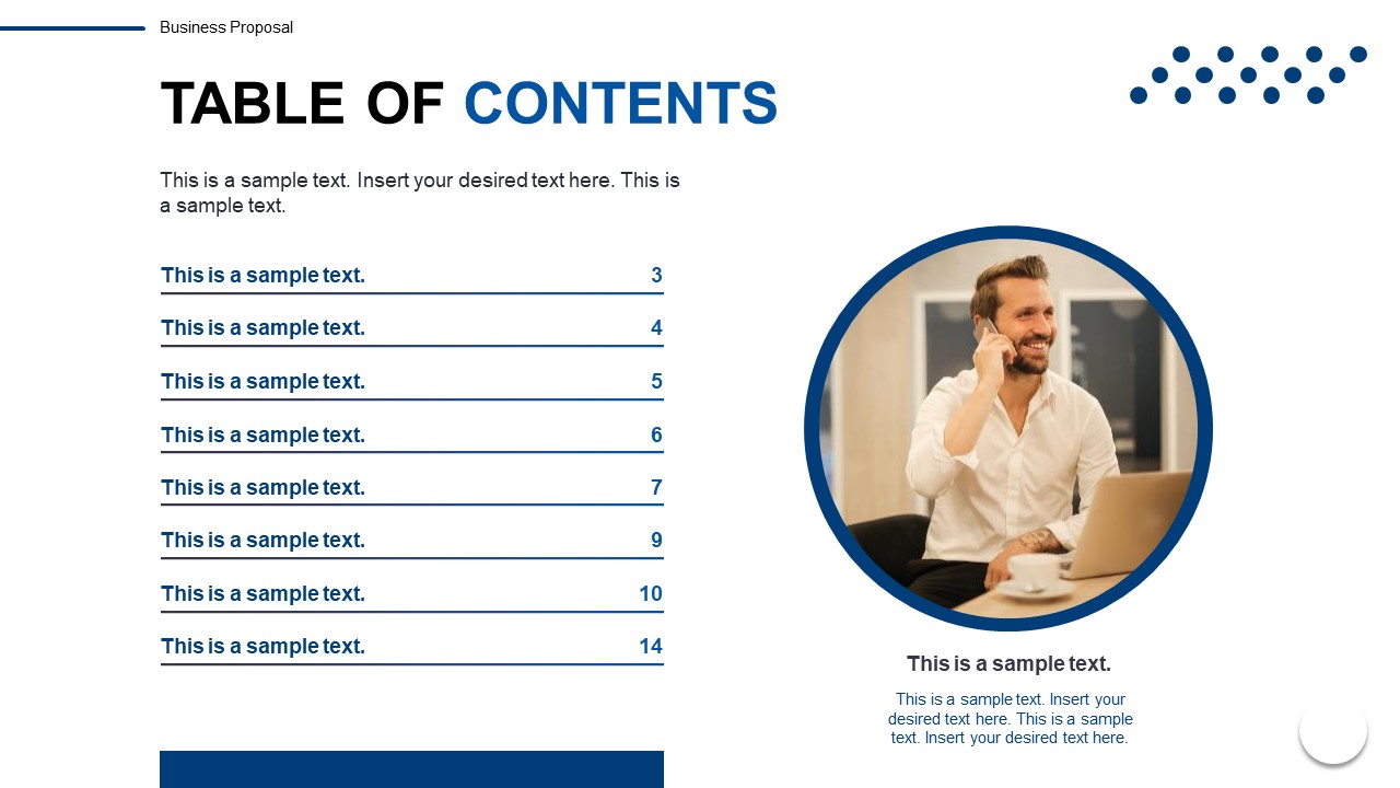 Free General Purpose Template Slide for Table of Contents