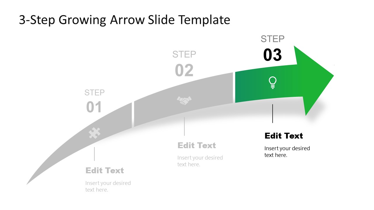 3-Steps Growing Arrow Diagram PPT Template