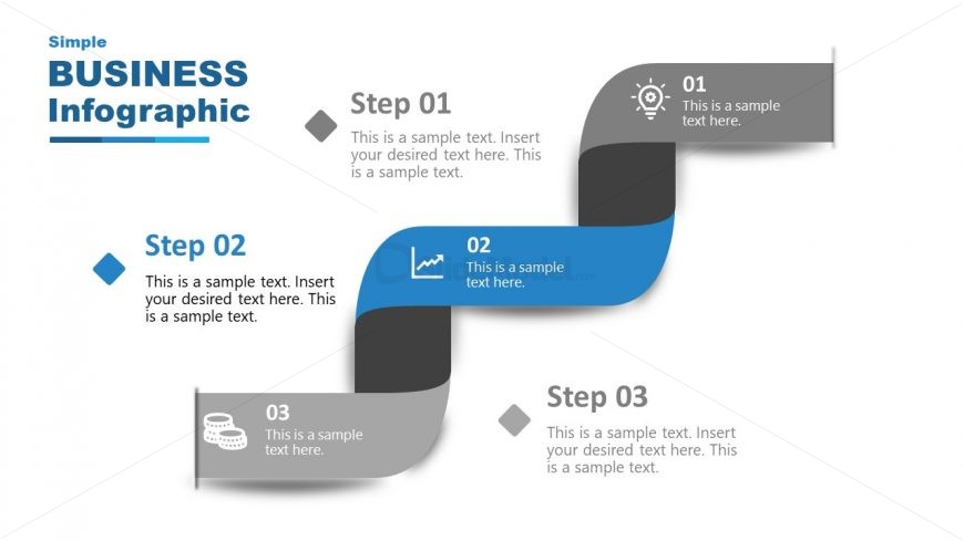 Editable 3 Step PowerPoint Template Diagram