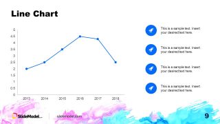 PPT Line Chart Slide with Aquarelle Background