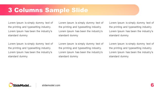 3 Columns Slide with Gradient Background Design