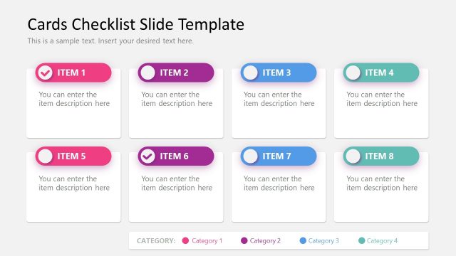 Cards Infographic Checklist PowerPoint Template