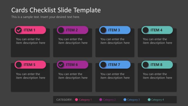 Editable Cards Checklist PPT Template