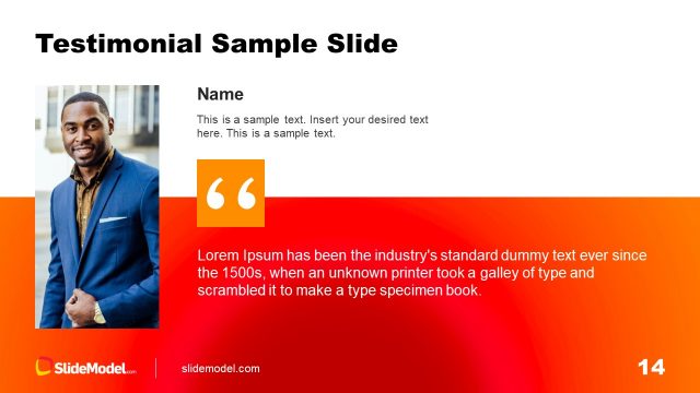 Testimonial Presentation Slide – Sunset Gradient Background
