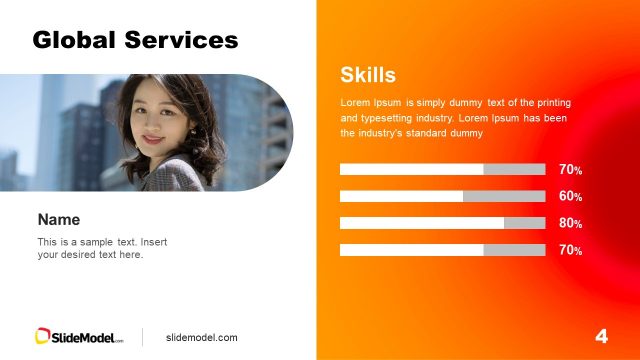 Global Services Image Slide with Sunset Gradient