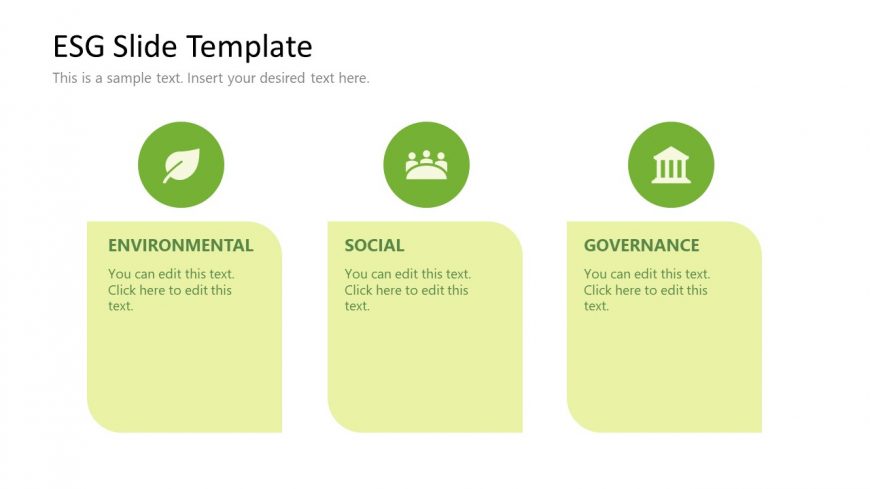 Infographic Icons Slide with Three Text Boxes - ESG PPT Template