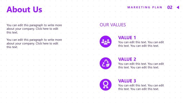 About Us Slide with Infographics – Free Marketing Plan Template