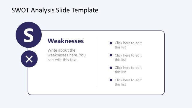 Weaknesses Editable Free Slide – SWOT Presentation Template