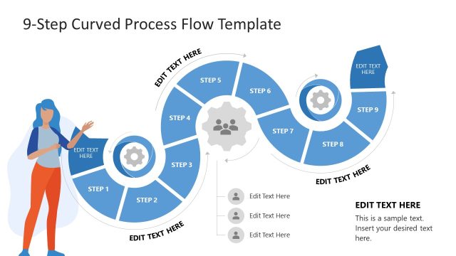 Free Curved Process Flow Template for PPT – White Background