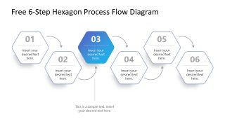 6-Step Hexagon Process Flow PPT Slide 