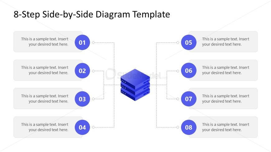 PPT 8 Step Side by Side Diagram with Editable Segments