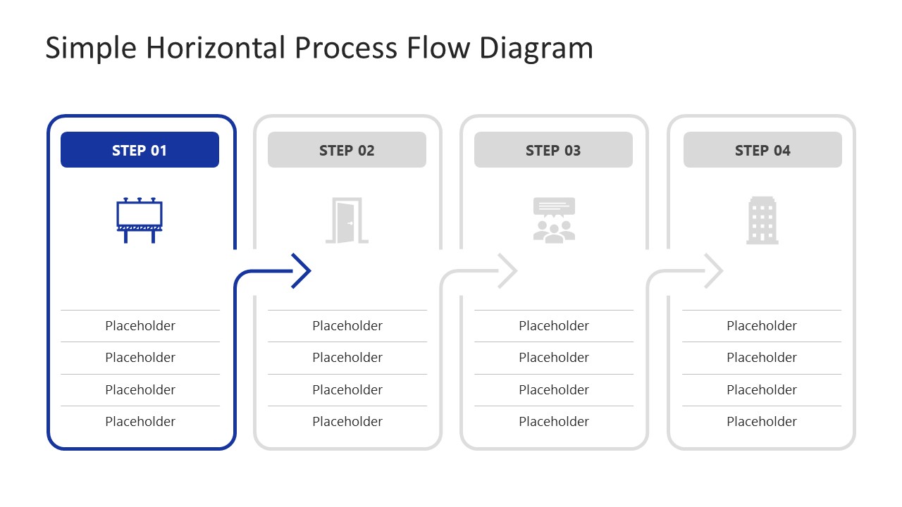 Free 4-Step Horizontal Process Flow Diagram Template