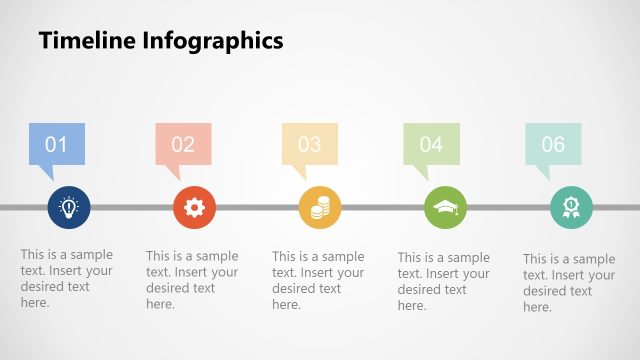 Editable Free Timeline Infographics Slide with Dialogue Box Icons