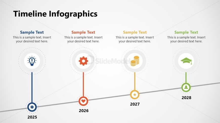 Lines Diagram with Graphical Icons 