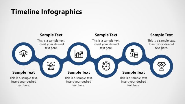 Six Blue and White Circular Process Diagram PPT Slide
