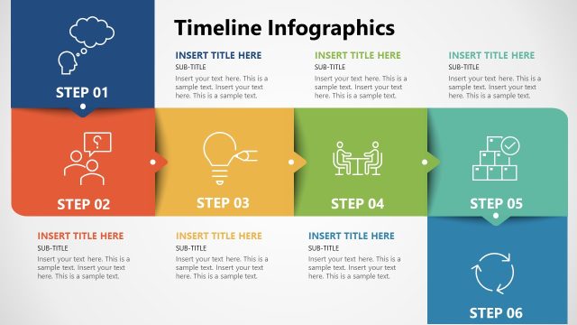 Six Steps Process Diagram Timeline Infographics