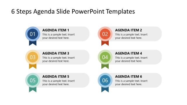 Free Badges Agenda Items PowerPoint Template