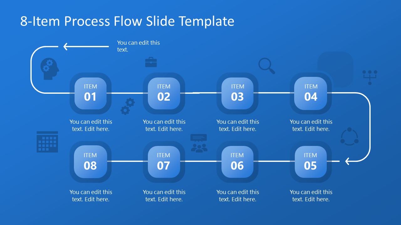 Free 8-Item Process Flow Diagram Slide Template