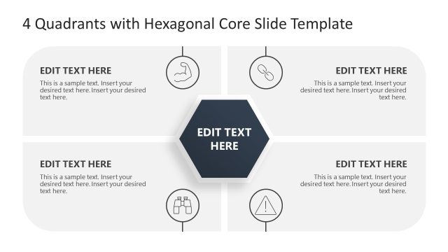 Customizable 4 Quadrants with Hexagonal Core Presentation Template