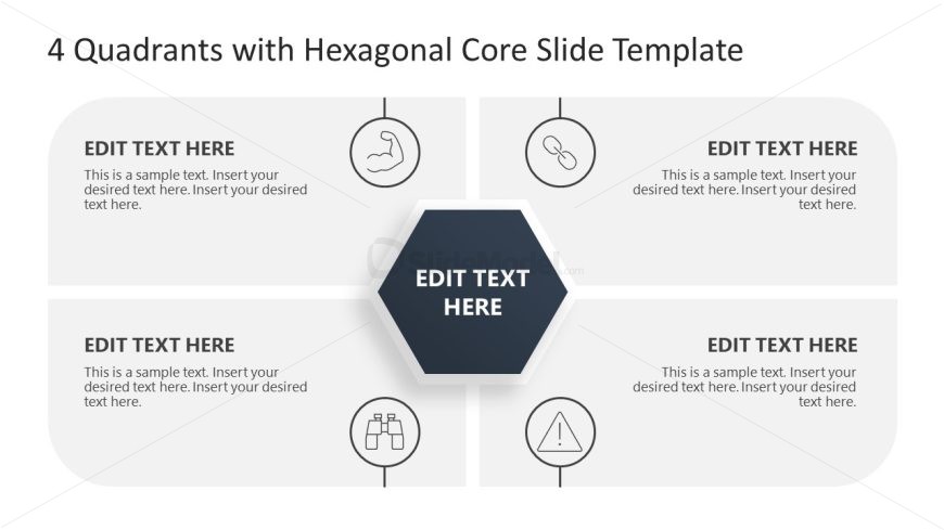 Free 4 Quadrants with Hexagonal Core PowerPoint Template