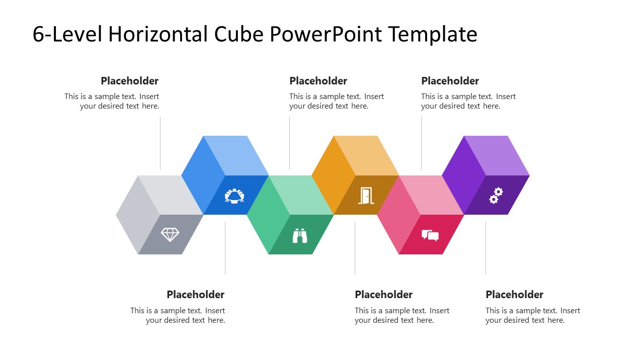 6-Level Horizontal Cube Infographic Presentation Template 