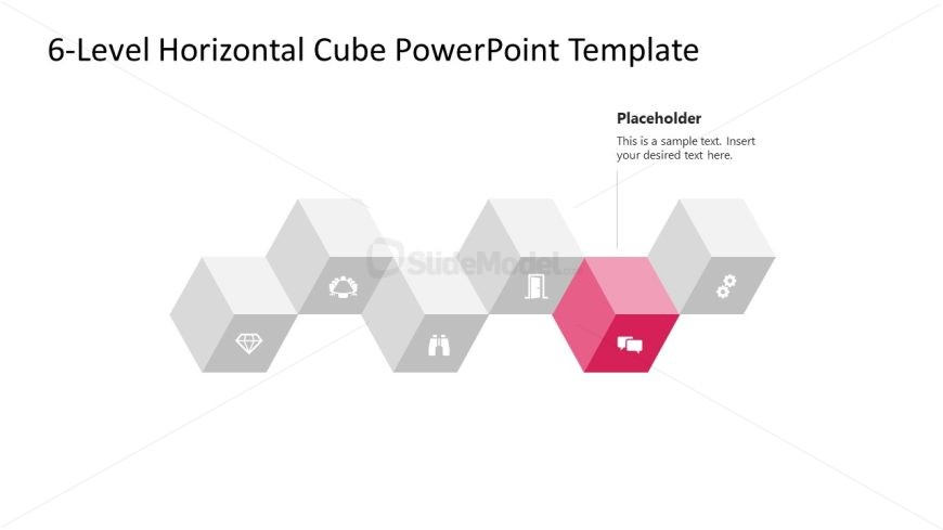 6-Level Horizontal Cube Infographic Template Slide