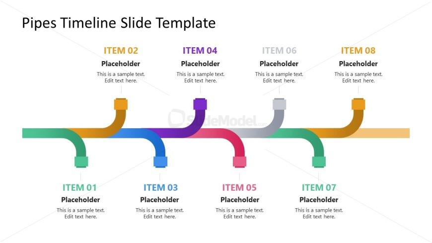 Free 8-Item Pipes Timeline Template for Presentation