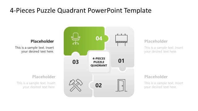 Unique Graphical Icon Presentation – Puzzle Pieces Quadrant Diagram Template
