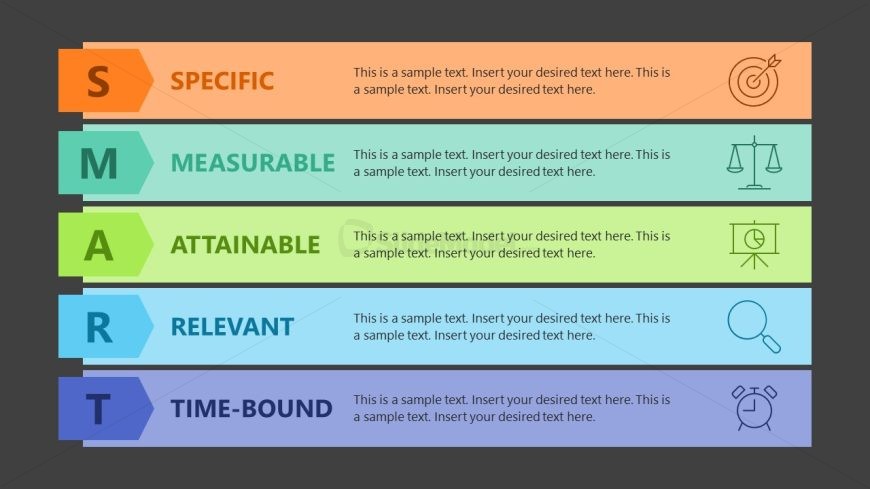 Free SMART Goals Template Slide with Colorful Bars