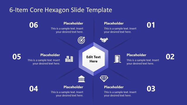 Free 6-Item Core Hexagon Slide Template for PowerPoint
