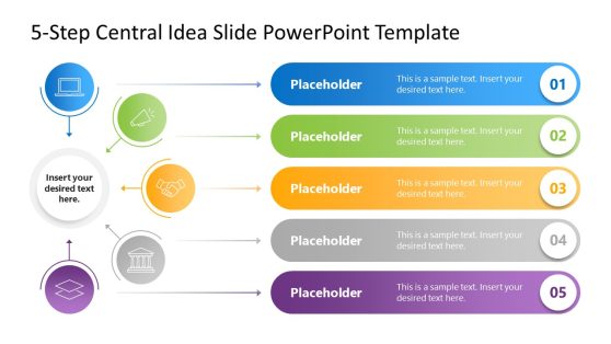 5-Step Central Idea Infographic Template PPT Layout 