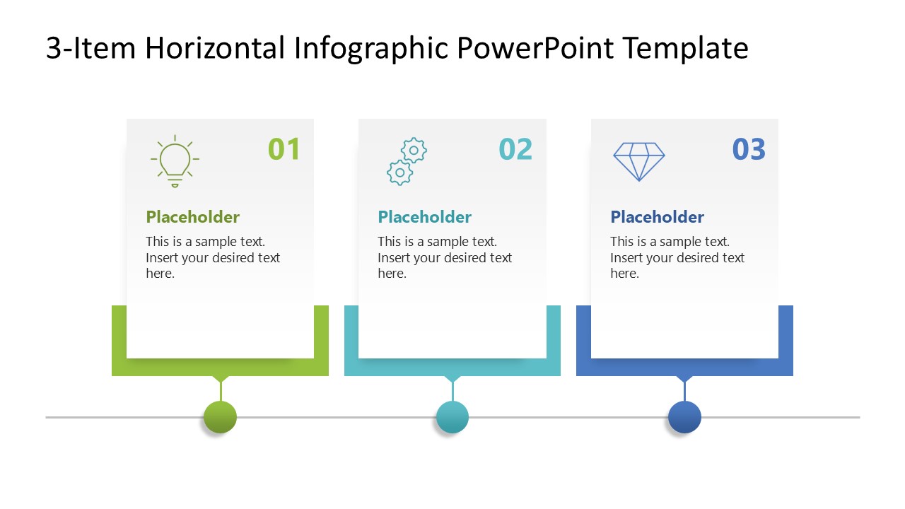 Free 3-Item Horizontal Infographic PowerPoint Slide 