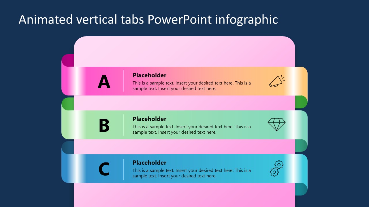 3 Animated vertical tabs ppt