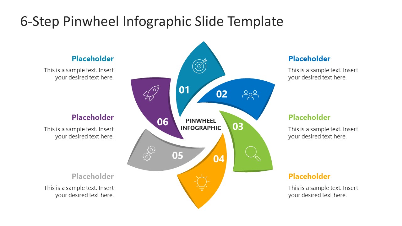 Free 6-Step Pinwheel Infographic PowerPoint Slide Template 