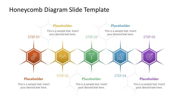 Free 5-Step Honeycomb Diagram Template for PPT