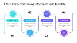 Customizable 4-Step Connected Turning Infographic PPT Slide
