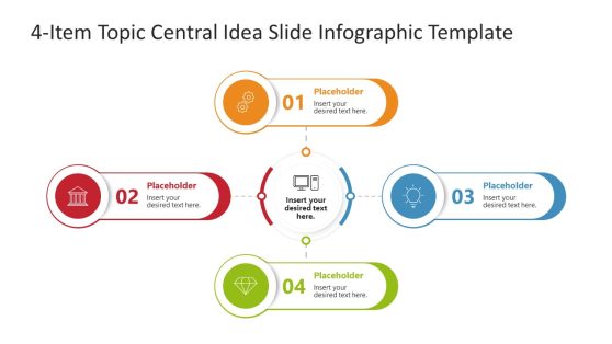 Free 4-Item Central Idea Infographic PowerPoint Slide 