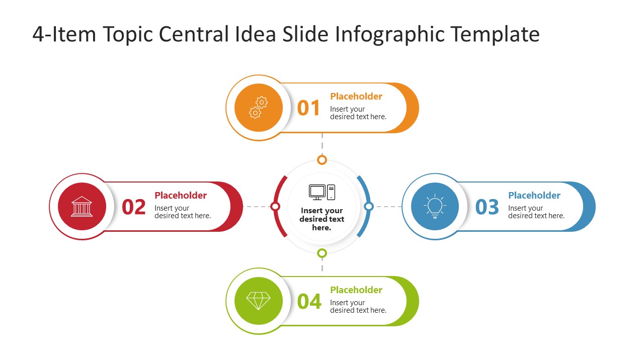 Free 4-Item Central Idea Infographic PowerPoint Slide 