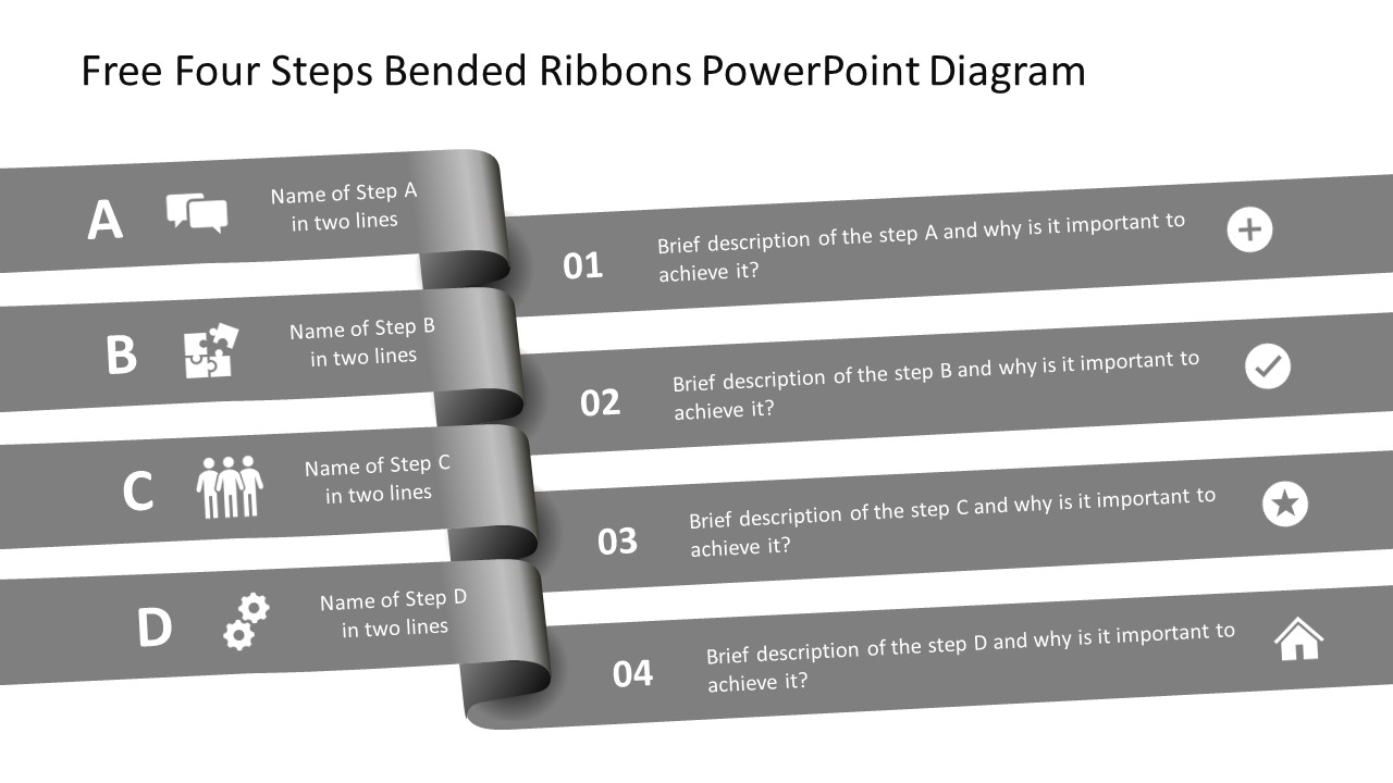 Blended Ribbons Diagram Free PowerPoint Template