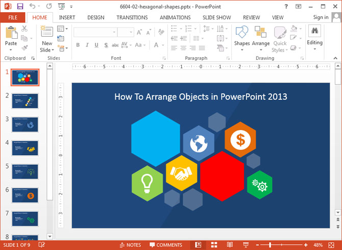 How to arrange objects in PowerPoint 2013