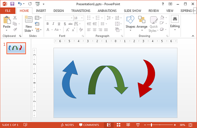 Erstellen Sie gekrümmte Pfeile in PowerPoint 2013