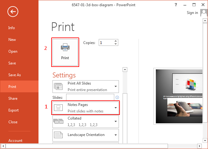 google slides print multiple slides with notes