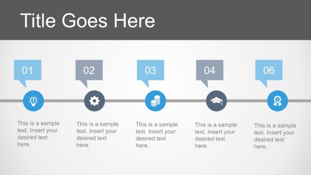 5 Steps Horizontal Process Timeline PPT