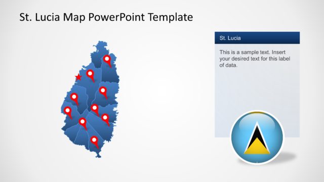 PowerPoint Map with GPS Markers Saint Lucia