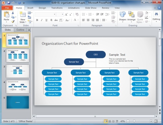 Template for Making Line Organizational Chart