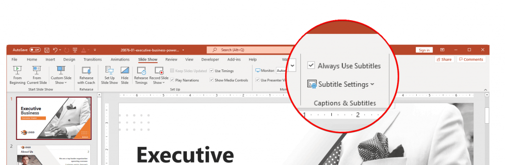 Always use Subtitles in PowerPoint