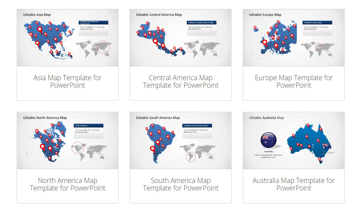 continent maps for powerpoint