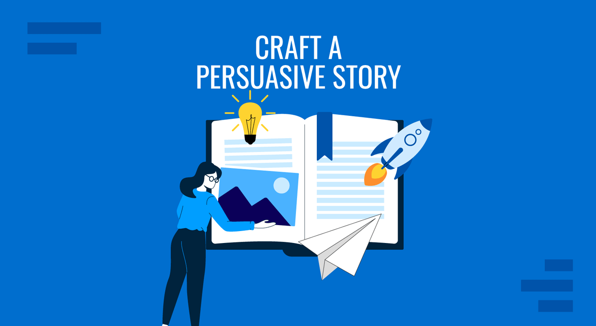 Cover for How to Craft a Persuasive Story guide by SlideModel