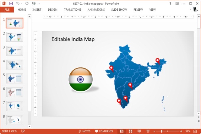 editable india map template for powerpoint